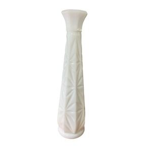 Vintage‎ Hoosier Milk Glass Bud Vase 9" Starburst Pattern White